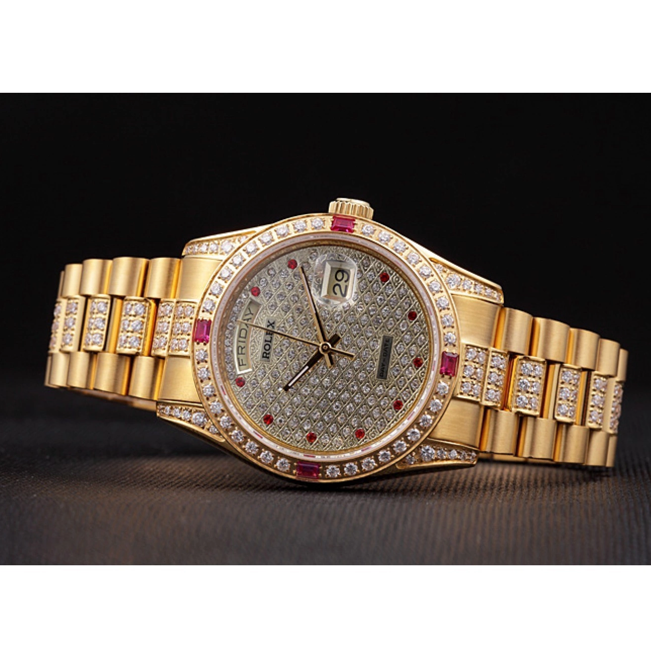 Aaa replica watch 621614 Day-Date Diamonds Yellow Swiss Gold-srl184 Rolex 0602